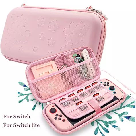 Pink Nintendo Switch Aesthetic, Pink Nintendo Switch, Switch Lite Accessories, Pink Nintendo, Flower Skin, Nintendo Switch Case, Pink Sakura, Nintendo Switch Accessories, Switch Lite