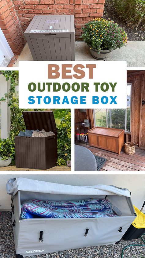 25 Best Outdoor Toy Storage Box Ideas: Protecting Kids' Toys with Style and Durability - Nation Plus Storage Box Ideas, Pool Toy Storage, Outdoor Toy Storage, Best Outdoor Toys, Deck Bench, Outdoor Storage Bench, Wooden Toy Boxes, Toy Storage Solutions, Mesh Bags