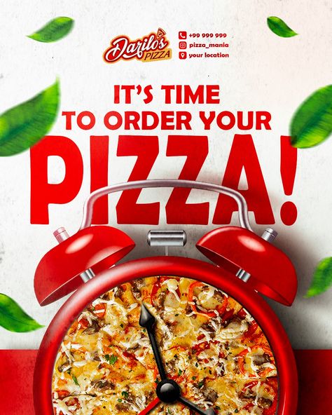 Social media post design_ pizzeria Pizza shop Creative Pizza Ads, Pizza Creative Post, Pizza Social Media Design, Food Poster Design Ideas, Pizza Graphic Design, Pizza Advertising, Pizza Social Media Post, Ui Ux Portfolio, Pizza Ads