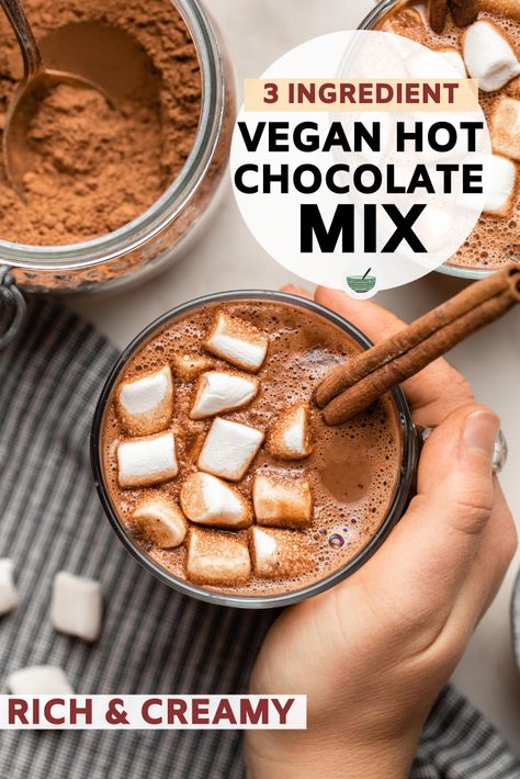 Vegan Hot Chocolate Mix Recipe, Gluten Free Hot Chocolate, Hot Cocoa Mix Recipe, Homemade Nut Milk, Vegan Drinks Recipes, Hot Chocolate Mix Recipe, Vegan Hot Chocolate, Dry Mixes, Non Dairy Milk