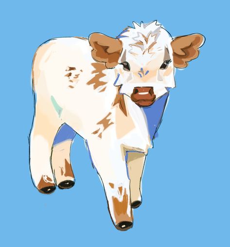 Cow Oc Drawing, Little German Boy, Cow Oc, Cow Reference, Cow Character, Cow Sketch, Highland Calf, Cow Illustration, Cow Drawing