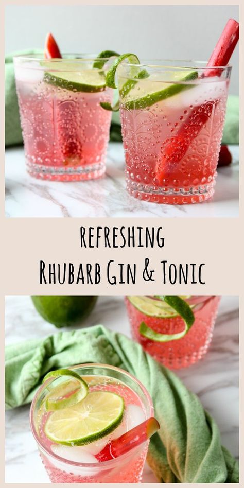 Rhubarb Gin And Tonic, Homemade Gin, Infusion Recipes, Rhubarb Cocktail, Gin Tonic Cocktail, Tonic Cocktails, Rhubarb Gin, Crazy Kitchen, Hamper Ideas