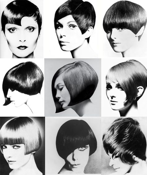 Vidal Sassoon Haircut, Vidal Sassoon Hair Color, 1960s Hair, 60s Hair, Vidal Sassoon, Hair Romance, Mary Quant, Retro Hairstyles, Bob Haircut