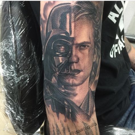 Anakin skywalker Star Wars tattoo Anakin Skywalker Tattoo, Skywalker Tattoo, Disney Tattoos For Men, Sith Tattoo, Vader Tattoo, Star Wars Tattoo Sleeve, Darth Vader Tattoo, Darth Vader Face, Star Wars Theories