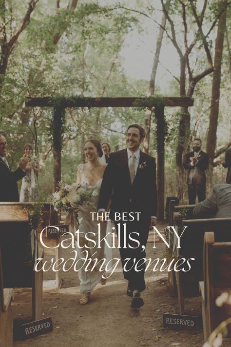 A couple walks down the aisle at their Catskills wedding, one of the best venues in NY Catskill Wedding, Catskills Wedding Venues, Wedding Venues Ny State, Upstate Ny Wedding Venues, Upstate Wedding, Wedding Venues Upstate New York, Wedding Upstate New York, Tuscany Wedding Venue, Getaway Wedding