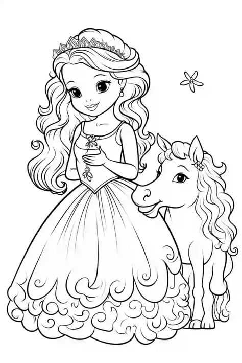 Free Princess Coloring Pages, Princess Coloring Pages For Kids, Disney Coloring Pages Printables, Princess Coloring Sheets, Disney Princess Colors, Disney Princess Coloring Pages, Barbie Coloring, Barbie Coloring Pages, Horse Coloring Pages