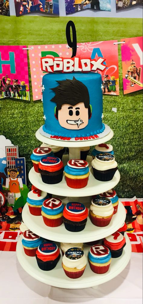 Roblox Birthday Treats, Roblox Giveaway Ideas, Roblocks Birthday Party Ideas, Roblox Birthday Shirt Boy, Roblox Cupcake Cake, Roblox Theme Birthday Party Ideas, Roblox Cupcake Ideas, Roblox Birthday Party Ideas Cakes, Roblox Centerpieces Ideas