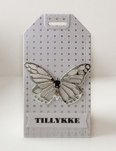 Tag, gift tags, silver butterfly butterflies Dovecraft die layering butterfly DCDIE084, MFT Blueprints Tag-builder 5 Die-namics #mftstamps, acetate film vellum, Panduro paper pad - JKE Vaso Starbucks, Silver Butterfly, Gift Tags, Butterflies, Layering, Tags, Film, Silver, Gifts