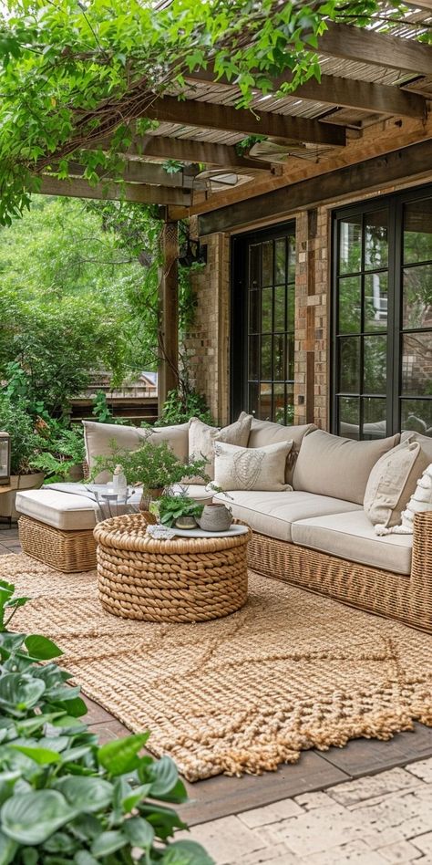 Front Porch Furniture, Farmhouse Patio, Patio Inspiration, Porch Furniture, Backyard Inspiration, Outdoor Patio Decor, Backyard Patio Designs, Back Patio, Outdoor Rooms