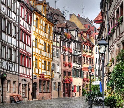 Nuremberg's Colourful Architecture in the Historic Centre Colorful Buildings, Nuremberg Germany, European City, Voyage Europe, Future Travel, Germany Travel, Pretty Places, Places Around The World, Bavaria