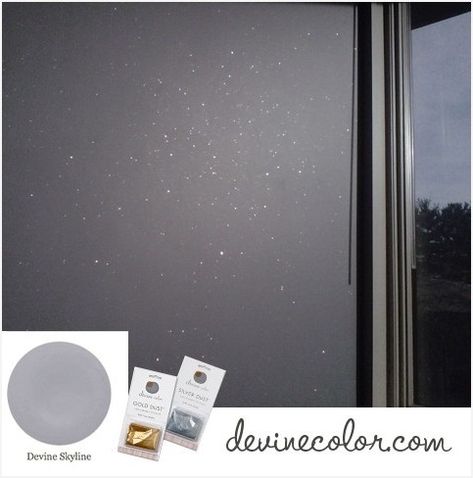 Sparkle Wall Paint, Glitter Ceiling, Glitter Accent Wall, Glitter Bedroom, Glitter Paint For Walls, Paint House, Gray Painted Walls, Devine Design, Wood Stains