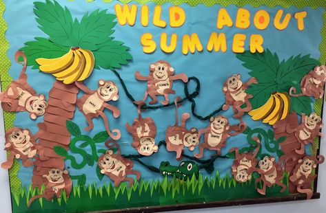 Pre K Summer Bulletin Boards, School Bulletin Boards Aesthetic, Summer Bulletin Boards For Preschool, Summer Bulliten Board Preschool, Summer Bulletin Boards For Toddlers, June Preschool Bulletin Boards, End Of Summer Bulletin Board Ideas, Summer Theme Board, Summer Boards For Preschool