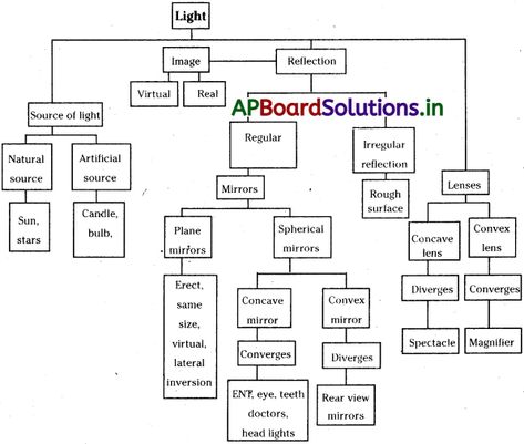 AP 7th Class Science Notes 8th Lesson Wonders of Light – AP Board Solutions Light Class 10 Notes, Class 8 Science Notes, Reproduction In Plants, Natural Sources Of Light, Spherical Mirror, Diffuse Reflection, Concave Mirrors, School Study Ideas, Physics Notes