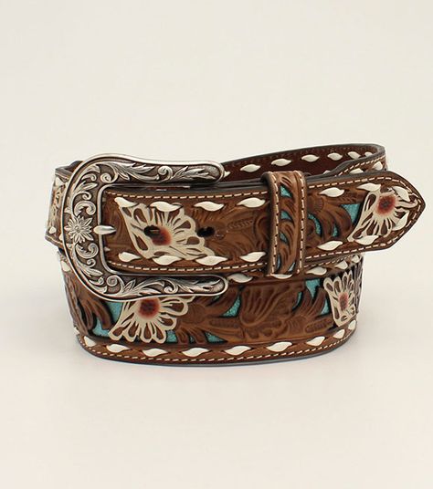 Ariat Belts, Country Belts, Belt Buckles Men's, Cowgirl Belts, Womens Cowgirl Boots, Womens Work Boots, Kids Belt, Womens Leather Belt, Floral Overlay