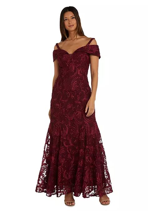 R & M Richards 1Pc Long Embroidered Soutache Notch Front Godet Dress | belk Godet Dress, White Dress Styles, Backless Dress Short, Long Sleeve Homecoming Dresses, Designer Formal Dresses, Emerald Bridesmaid Dresses, Green Homecoming Dresses, Colorful Dresses Formal, White Homecoming Dresses