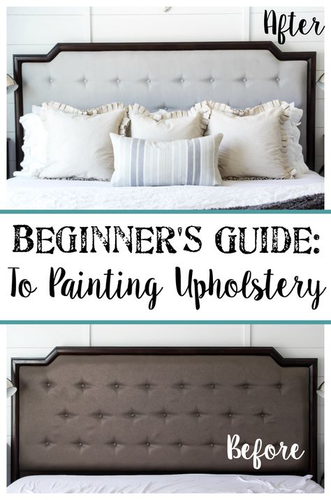 Painting Upholstery, Painting Upholstered Furniture, Painting Fabric Furniture, Paint Upholstery, Painting Fabric, Fabric Headboard, Budget Home Decorating, Diy Headboards, Diy Headboard