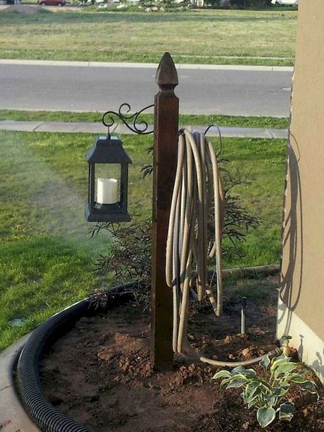 Hose Storage, Hose Holder, Citronella Candles, Have Inspiration, Home Landscaping, Garden Yard Ideas, Front Yard Garden, Yard Design, Yard Work