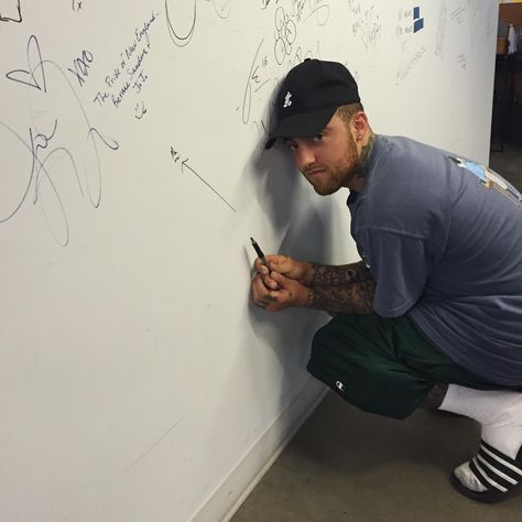 Thanks, Mac Miller, for stopping by and setting a new record for tiniest signature on our wall. Mac Miller Funny, Larry Lovestein, Mac Angel, Larry Fisherman, Mac Collection, Adidas Slides, Lauren London, Macklemore, Mac Miller