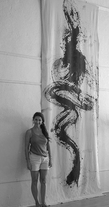 4' x 12' Sumi ink on raw canvas, this is an early ink painting with new large scale brush, a counter balanced mop tool circa 2005 #abstractcalligraphy #markmaking #ink #inkpainting #largescalepainting #entrepreneur #studioartist #minimalism Raw Canvas, Abstract Paper, Sumi Ink, Charcoal Art, Ink Brush, Ink Wash, India Ink, Calligraphy Design, Sumi E