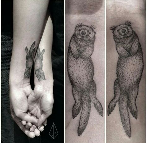 Cute Otter Tattoo, Drake Tattoos, Anti Possession Tattoo, Otter Family, Otter Tattoo, Family Tattoo Designs, Cute Otter, Family Tattoo, Strength Tattoo