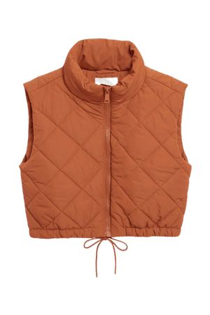 Diy Puffs, Cropped Puffer Vest, Puffer Vests, Puff Vest, Orange Jacket, Big Collar, Dark Orange, Quilted Vest, Puffer Vest