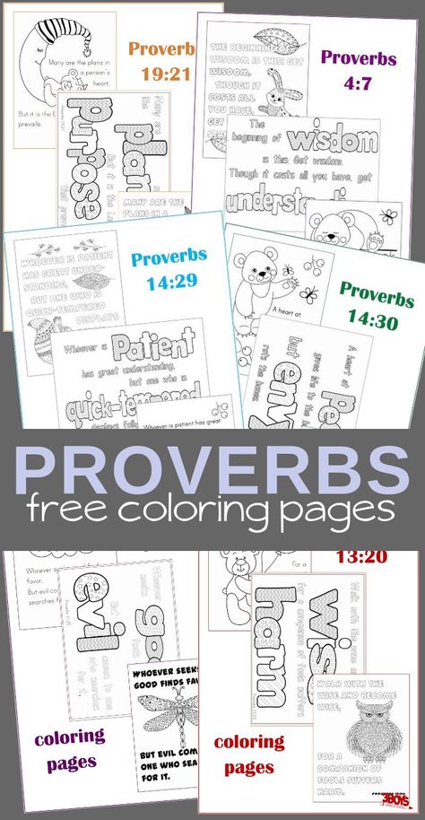 These kid-friendly Proverbs coloring pages are fun and educational. Show your child how to understand and use their faith in a positive manner. #freeprintables #coloringpages #3boysandadog #proverbs Biblical Coloring Pages Free Printables, Bible Journaling For Kids, Proverbs For Students, Proverbs For Kids, Bible Proverbs, Proverbs 8, Bible Worksheets, Bible Verse Coloring Page, Bible Activities For Kids