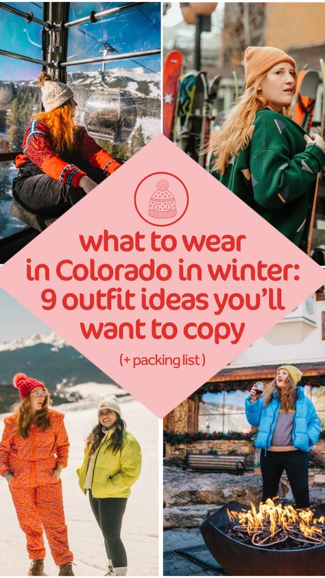 Embrace the chill with these 9 cozy outfit ideas perfect for Colorado's winter weather! From stylish layers to essential accessories, you'll discover what to pack for your snowy adventures. Explore our packing list to ensure you stay warm and fashionable all season long. Click to find your perfect winter look today! #WinterFashion #ColoradoTravel Colorado In December Outfits, Durango Colorado Winter Outfits, Outfits For Vail Colorado Winter, Grand Canyon Winter Outfit, Vail Colorado Winter Outfits Dinner, What To Pack For Colorado Winter, What To Wear In Breckenridge Colorado, Telluride Colorado Winter Outfits, Denver Colorado Outfits Winter