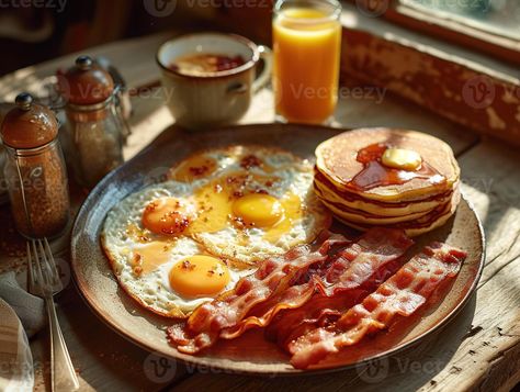 AI generated A cozy morning scene with a classic American breakfast. Generative AI. Full English Breakfast Photography, American Breakfast, Cozy Mornings, Cityscape Photos, Logo Banners, Nature Backgrounds, Heart With Arrow, Background Banner, Photo Template