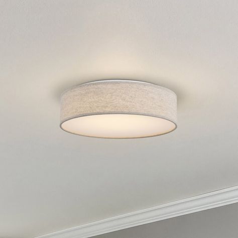 Lark Manor Geren 1 - Light 15'' Shaded Drum LED Flush Mount & Reviews | Wayfair Laundry Room Lighting, Led House, Hall Lighting, Bedroom Light Fixtures, Hallway Lighting, Overhead Lighting, Drum Chandelier, Bedroom Ceiling Light, Led Flush Mount