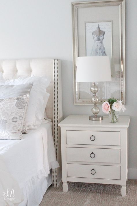 Master Bedroom Summer Refresh - Summer Adams Bedroom Summer, Shabby Chic Decor Bedroom, Chic Bedroom Decor, Прикроватные Тумбочки, Shabby Chic Bedroom, Bedroom Decor Design, Shabby Chic Bedrooms, Bedroom Refresh, Chic Bedroom