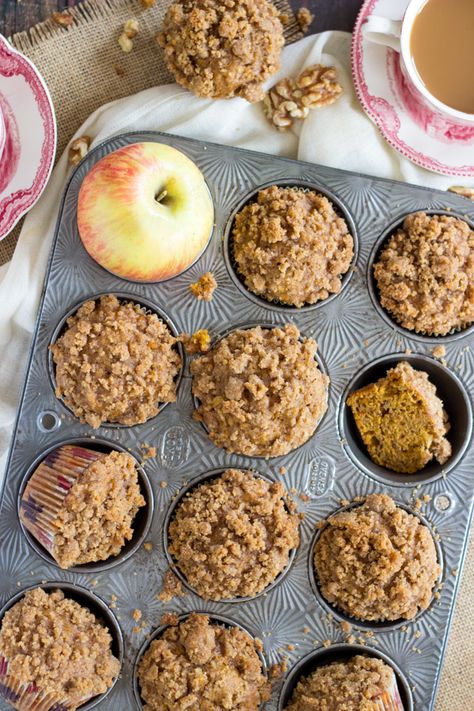 Apple Streusel Pie, Apple Butter Muffins, Streusel Pie, Pumpkin Apple Muffins, Muffins Apple, Apple Streusel Muffins, Streusel Topping Recipe, Muffins Pumpkin, Pumpkin Streusel Muffins