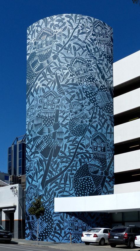 Street Art Architecture, Water Tower Design, Building Mural, Building Murals, Silo Art, Australia Perth, Wall Street Art, Water Towers, Street Mural