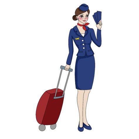 Flight Attendant Cartoon, Flight Attendant Drawing, Airline Stewardess, Photo Cake Topper, Travel Clipart, Ramadan Kids, Flight Attendant Uniform, Cartoon Clouds, Air Tickets