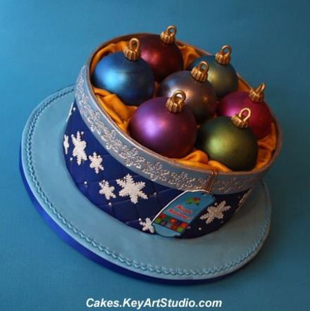 Cake.  This is CAKE!  It's too pretty to eat. Bauble Cake, Winter Torte, Cake Wrecks, Christmas Cake Designs, Christmas Cake Decorations, Xmas Cake, Winter Cake, Christmas Cakes, Crazy Cakes