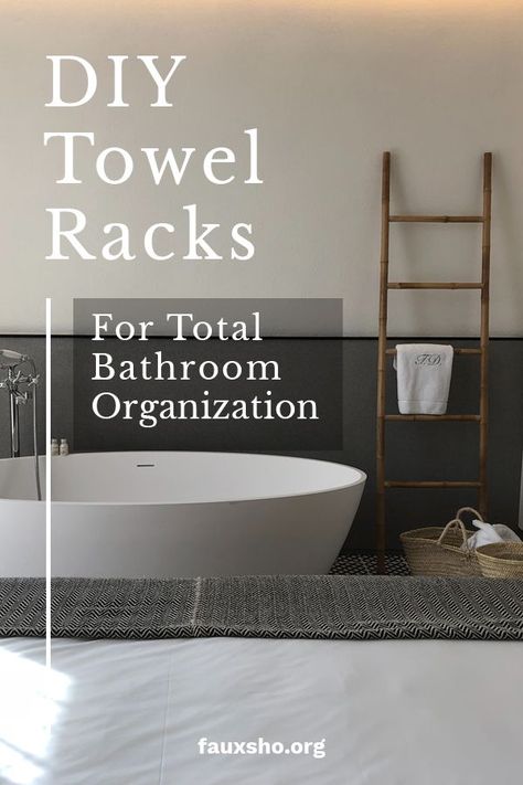 I love an organized bathroom so today's topic of DIY towel racks really is exciting. Add a unique piece of decor to your bathroom that also serves to help organize the room with one of these ideas for an awesome DIY towel rack. #bathroomorganization #DIYtowelrack #DIYorganizationideas Towel Rack Bathroom Diy, Nautical Theme Bathroom, Pallet Towel Rack, Fashion Bathroom, Metal Towel Racks, Diy Towel Rack, Diy Counter, Organized Bathroom, Towel Display