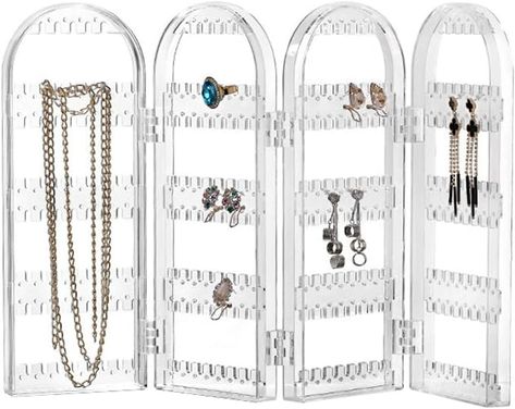 Amazon.com: Sooyee Earring Holder Organizer,256 Holes 5 Tiers Stud Earring Organizer,4 Doors Foldable Necklace Organizer Jewelry Holder,Acrylic Earring Display Stands for Selling,Clear : Clothing, Shoes & Jewelry Stud Earring Organizer, Hanging Jewelry Storage, Necklace Jewelry Display, Clear Jewelry, Earring Hanger, Earring Display Stands, Hanger Organizer, Hanging Jewelry Organizer, Acrylic Display Stands