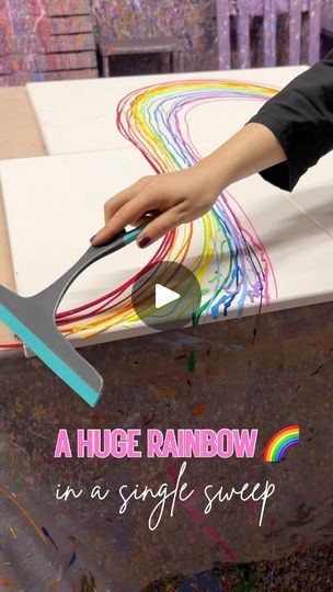 16K views · 4.1K reactions | Creating a perfect rainbow in one satisfying sweep! 

#squeegeepainting #squeegeeart #elementaryart #squeegee #arttherapy #artideas #scrapeart #satisfyingartvideos #scrape #rainbowart | Splatter Art Studio Squeegee Art, Squeegee Painting, Scrape Painting, Paint Crafts, Splatter Art, Wall Art Crafts, Scratch Art, Craft Club, Rainbow Art