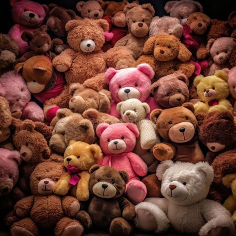 Pile of cute plush teddy bears Illustration AI Generative royalty free stock photography Teddy Bear Photography, Teddy Bear Wallpaper For Laptop, Teddy Bear Poster Aesthetic, Teddy Bear Desktop Wallpaper, Teddy Bear Poster, Teddy Bear Holding Heart, Bear Illustration, Teddy Bear Plush, Cute Plush