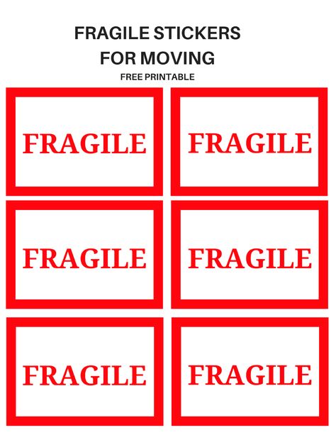 Moving Labels: Free Printable - Simple Mom Review Printable Moving Labels, College Packing Tips, Moving Stickers, Labels Free Printable, Moving Printables, Moving House Checklist, Moving Labels, Garage Sale Signs, Fragile Label