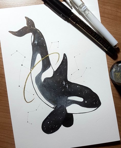 Orca Art, Orca Tattoo, Orca Whale, Whale Art, Whales, Ink Art, Drawing Inspiration, Cool Drawings, Doodle Art