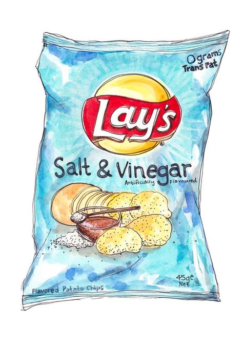 Lay's Salt & Vinegar Chips... Vinegar, Potato, Salt, Chips, Blue, Art