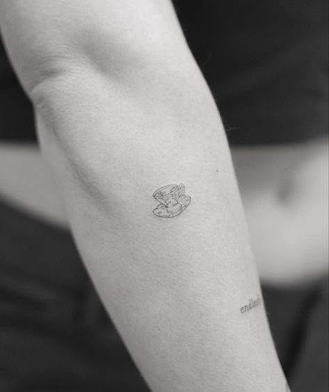 Chinese Tea Cup Tattoo, Fine Line Teapot Tattoo, Tiny Tea Cup Tattoo, Fine Line Teacup Tattoo, Tiny Teacup Tattoo, Teacup Tattoo Tiny, Macaron Tattoo, French Press Tattoo, Cup Of Tea Tattoo