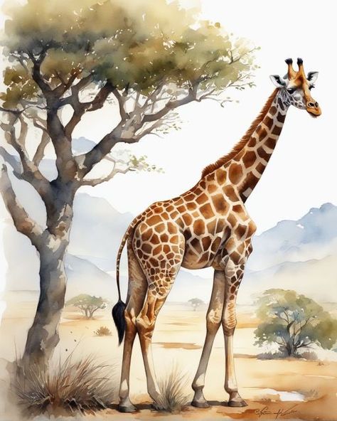 Safari Mural, Giraffe Photography, Giraffe Facts, Animal Stencil Art, Giraffe Watercolor, Giraffe Photos, Africa Painting, Giraffe Drawing, Giraffe Pictures