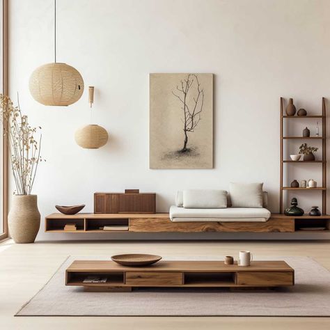 Muji Style Living Room, Muji Living Room, Japanese Living Room Design, Japandi Style Living Room, Japanese Style Living Room, Japanese Bathroom Design, Japanese Living, Japanese Living Room, Modern Japanese Style