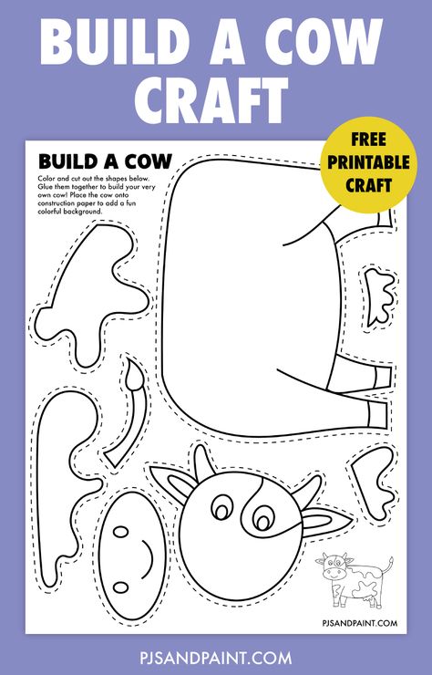 free printable build a cow craft Click Clack Moo Activities Preschool, Click Clack Moo Activities, Cow Template, Free Bridal Shower Printables, Farm Theme Preschool, Cow Craft, Printable Mazes, Kwl Chart, Theme Preschool