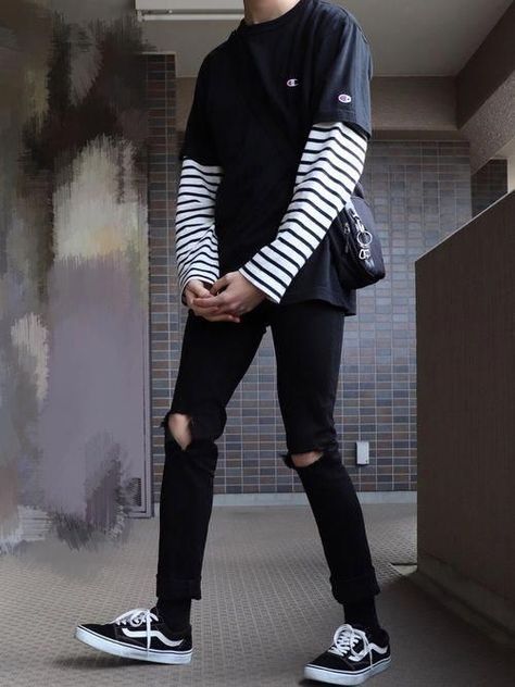 How to Dress like an Eboy: Outfits, Inspo, & Origin • Styles of Man Black And White Striped Shirt Outfit, Eboy Fits, Eboy Aesthetic Outfits Men, Eboy Outfits, Eboy Aesthetic Outfits, Edgy Boys, Eboy Outfit, Future Clothing, Mtn Dew