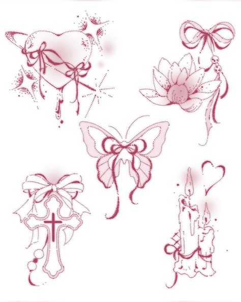 Soft Goth Aesthetic, Vintage Tattoo Flash, Soft Tattoo, Soft Goth, Kawaii Tattoo, Flash Sheet, Tattoo Flash Sheet, Cute Little Tattoos, Cute Tiny Tattoos