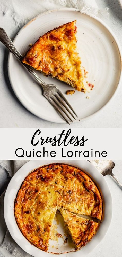 This creamy 8-ingredient crustless Quiche Lorraine is a lighter option to classic quiche. It's made with milk instead of cream and is low carb, but still features classic bacon and Gruyère. This lightened-up quiche is great for brunch or dinner! Classic Quiche Lorraine, Quiche With Bacon, Crustless Quiche Lorraine, Crustless Quiche Recipe, Classic Quiche, Healthy Quiche, Low Carb Quiche, Quiche Lorraine Recipe, How To Cook Kale