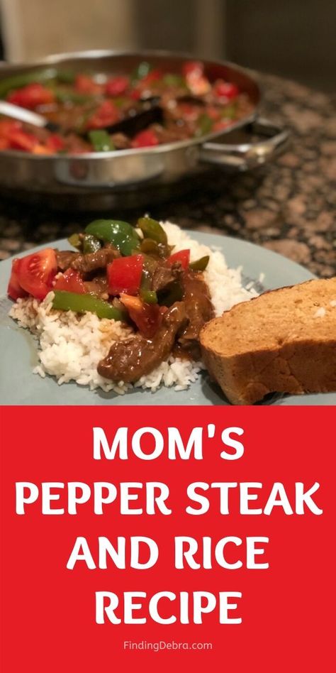 Pepper Steak Recipe With Noodles, Dutch Oven Pepper Steak, Italian Pepper Steak Recipe, Cube Steak And Rice Recipes, Pepper Steak And Rice With Gravy, Easy White Rice, Pepper Steak Recipe Easy, Easy Pepper Steak Recipe, Peper Steak