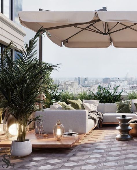 Apartment Rooftop, Terrasse Design, Balkon Decor, Terrace Decor, Rooftop Terrace Design, Rooftop Design, Outdoor Lounge Area, Apartment Terrace, Elegant Sofa